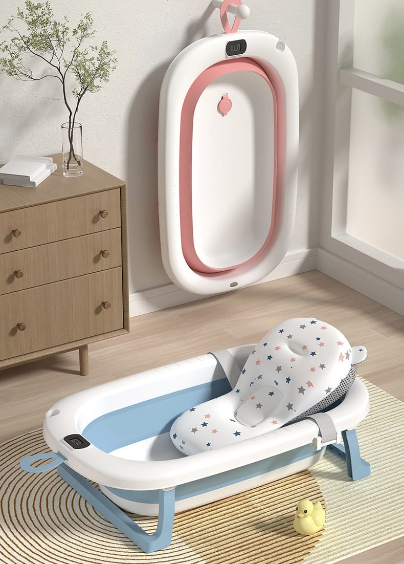 Bañera Plegable Con Termómetro y Cojín
