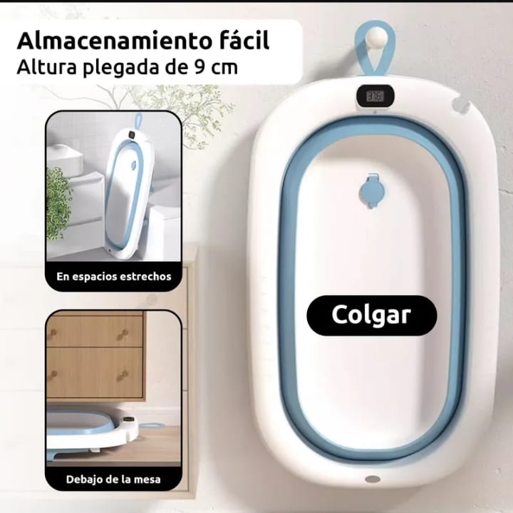 Bañera Plegable Con Termómetro y Cojín