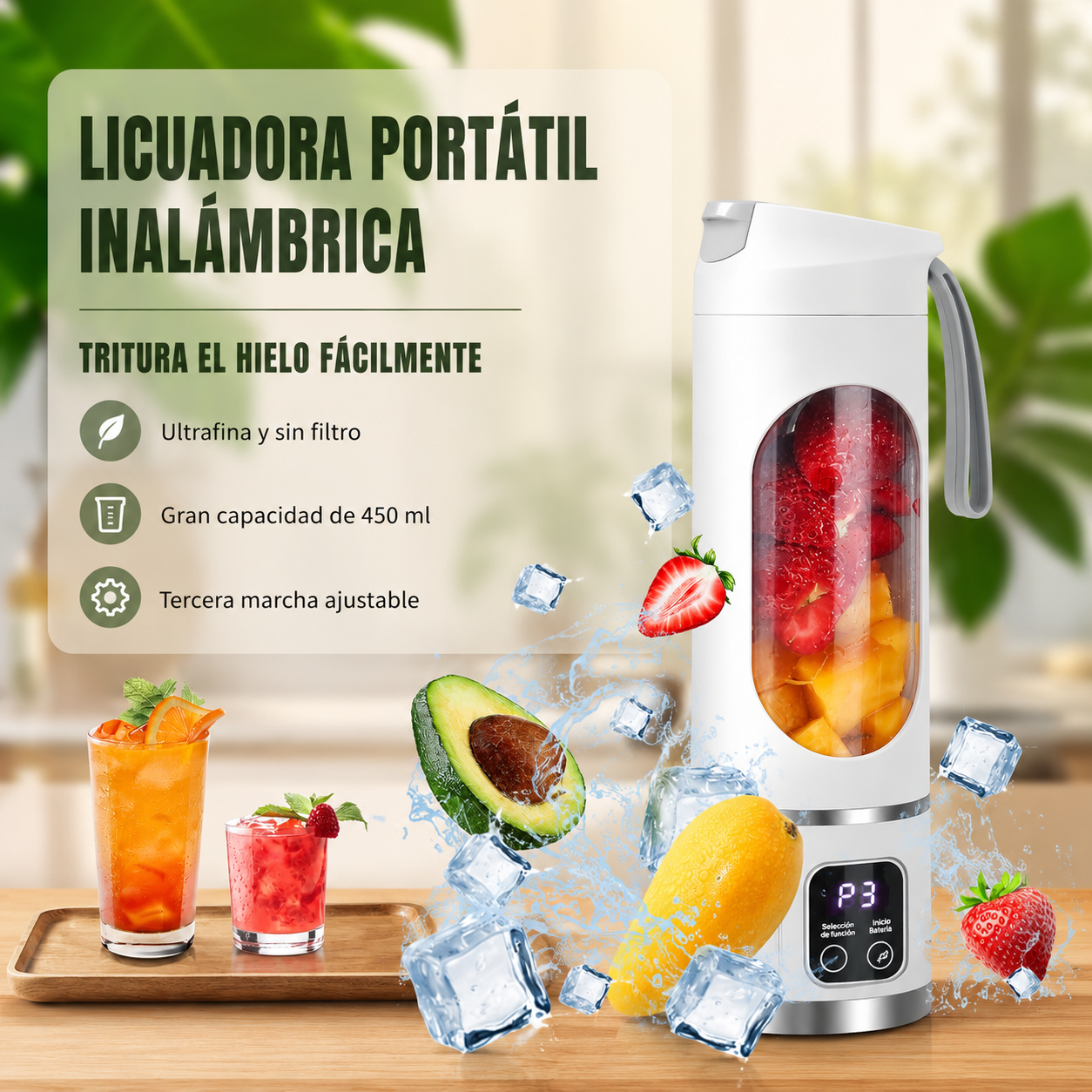 NutriGo Pro Licuadora Portatil Recargable - Batidos y Jugos Naturales en 30 Segundos, Donde Estés