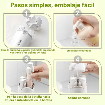 Kit Dispensador de Viaje 4 en 1 — Lleva tus Productos Sin Derrames y Sin Líos