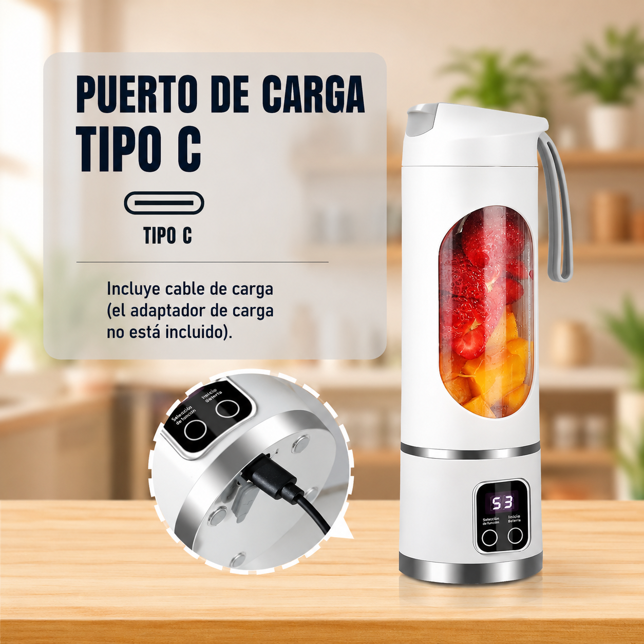 NutriGo Pro Licuadora Portatil Recargable - Batidos y Jugos Naturales en 30 Segundos, Donde Estés