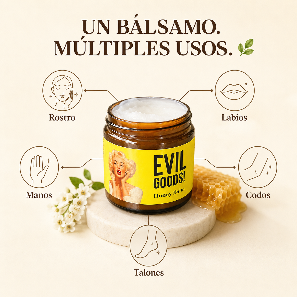 Evil Goods! Honey Balm — Bálsamo Natural de Sebo de Res y Miel para Piel Seca y Sensible