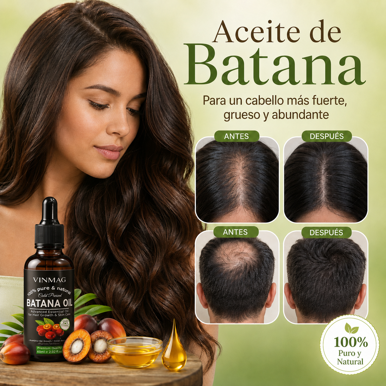Recupera tu Cabello y Frena la Caída — 100% Natural