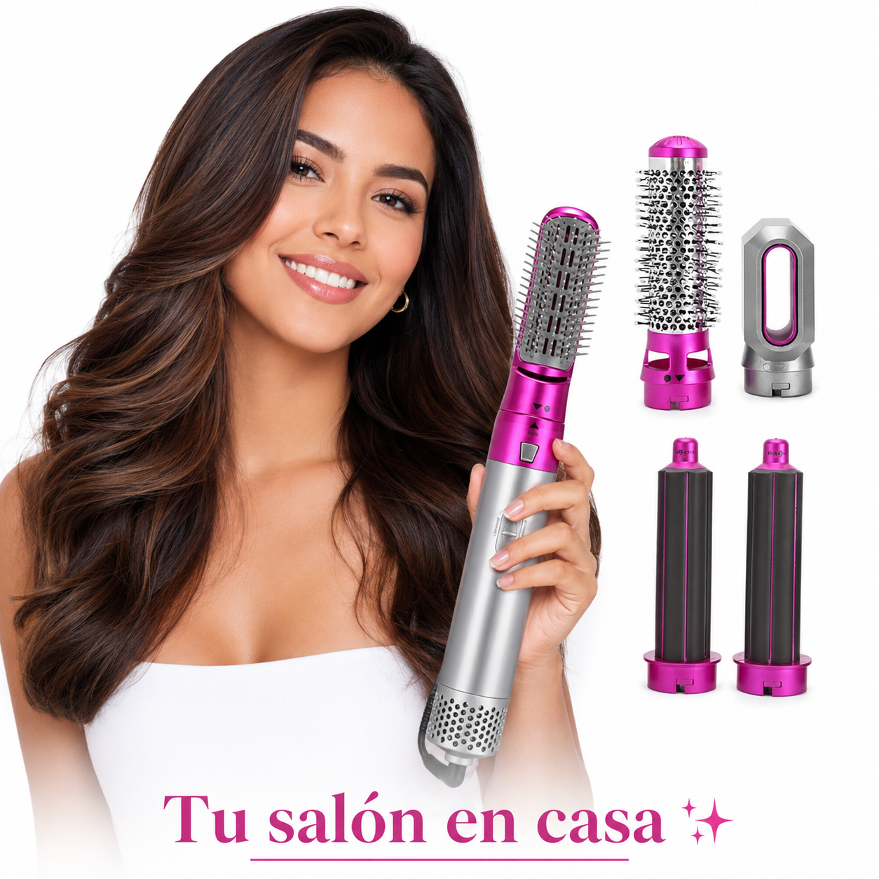 Cepillo Secador 5 en 1 — Seca, Alisa, Riza y Voluminiza en un Solo Producto