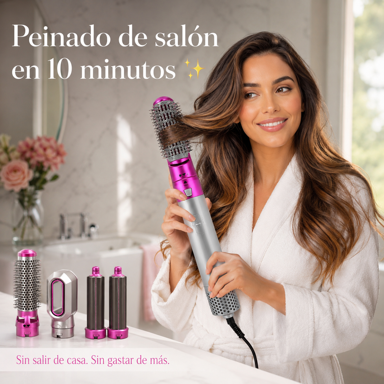 Cepillo Secador 5 en 1 — Seca, Alisa, Riza y Voluminiza en un Solo Producto