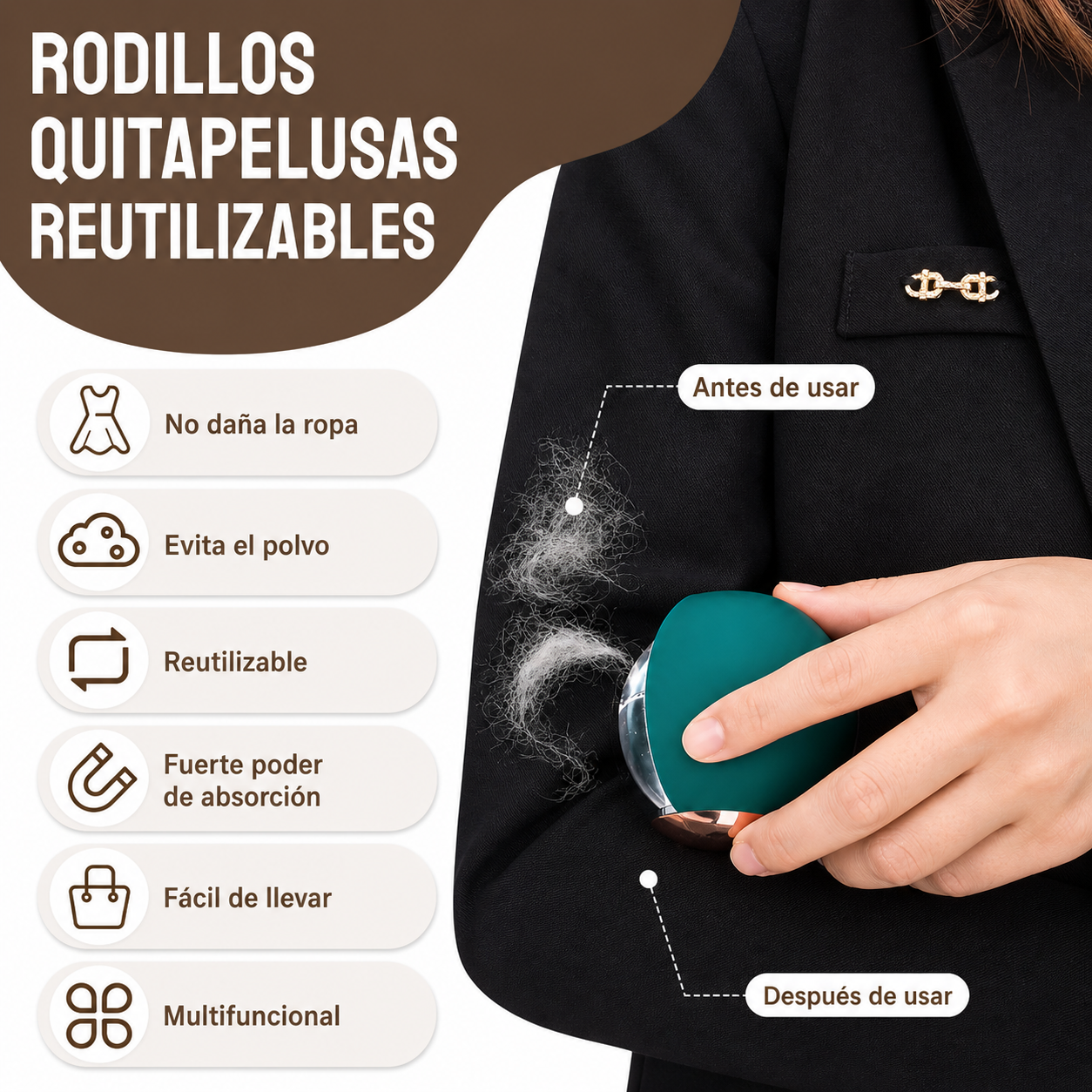 El Rodillo que elimina el pelo de tu mascota de la ropa en segundos