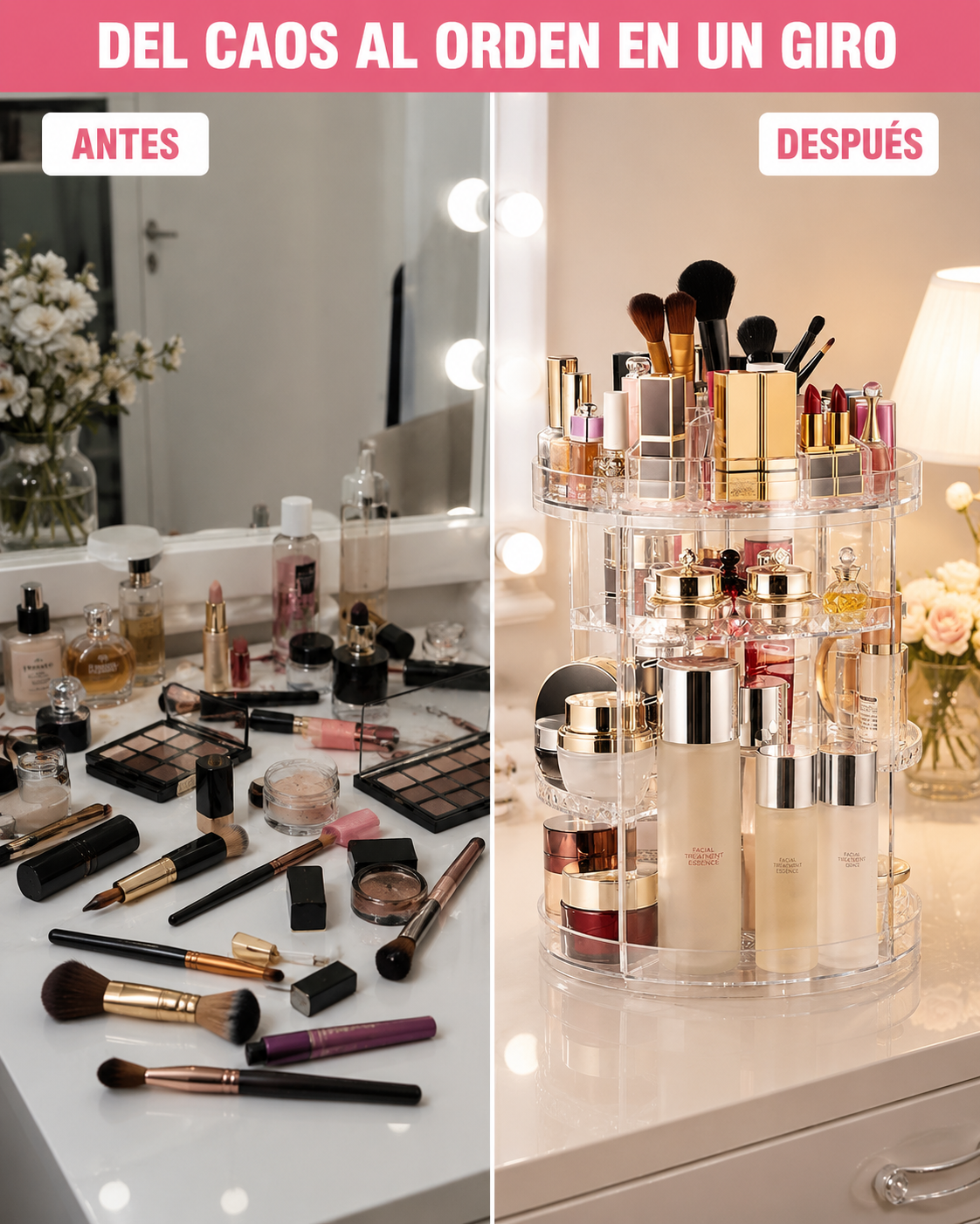 Todo tu Maquillaje Ordenado y a la Vista en un Solo Giro