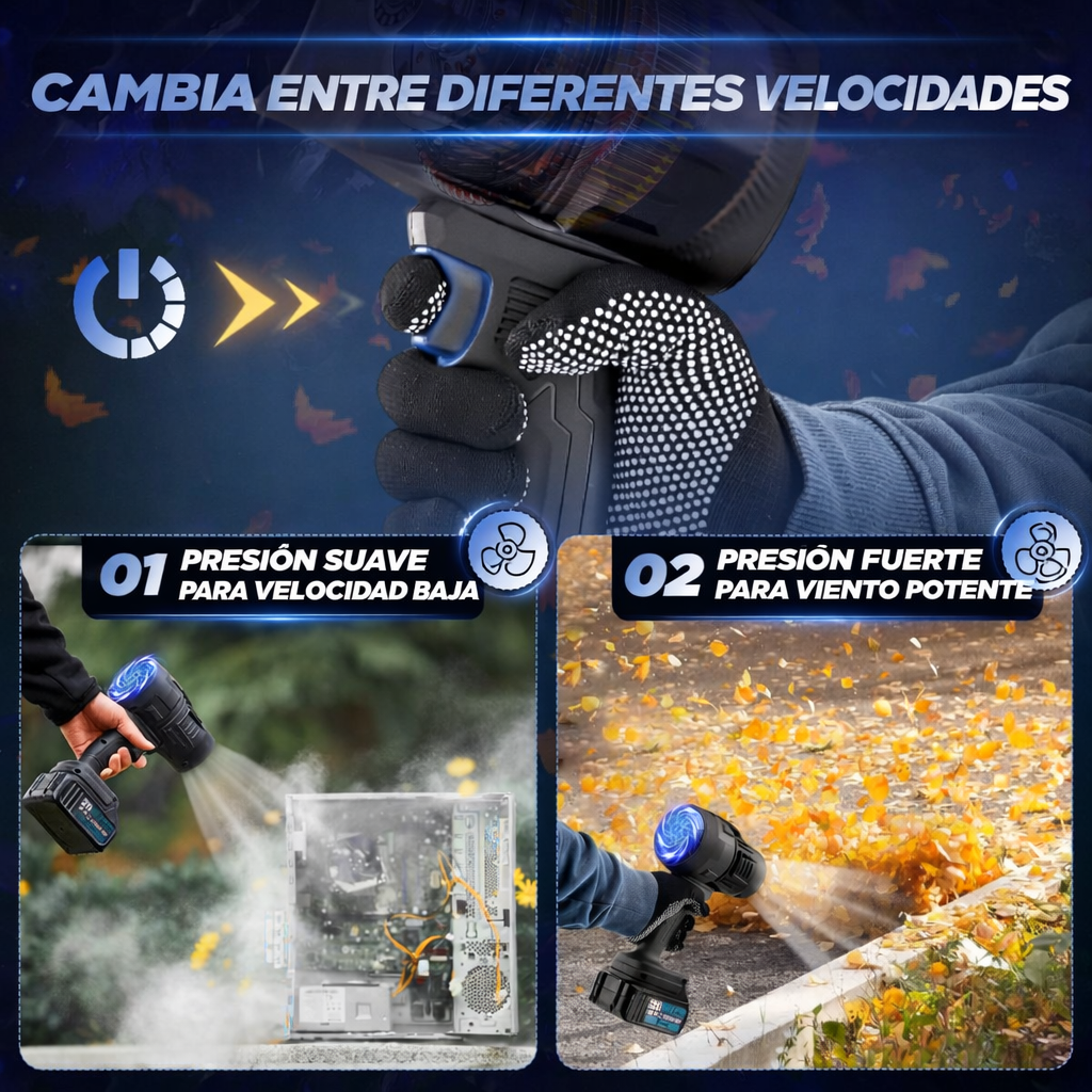 Soplador Eléctrico Inalámbrico de Alta Potencia - Incluye 2 Baterías