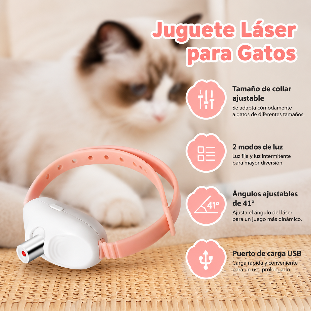 PlayCat - Collar Láser Inteligente para Gatos