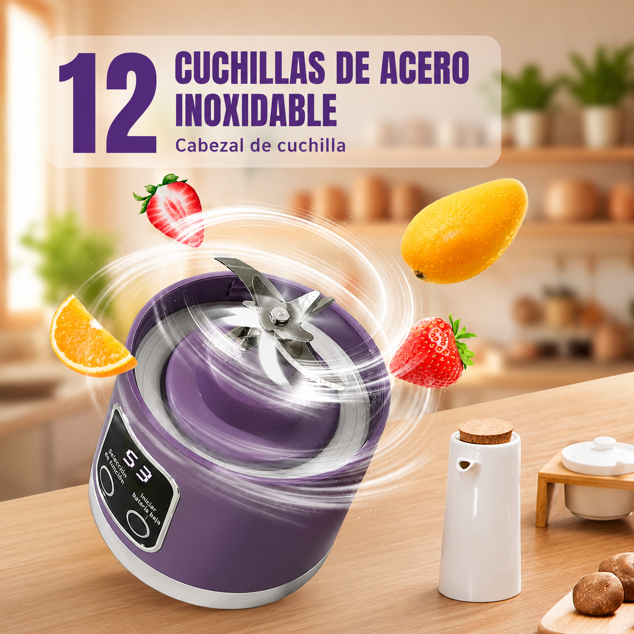 NutriGo Pro Licuadora Portatil Recargable - Batidos y Jugos Naturales en 30 Segundos, Donde Estés